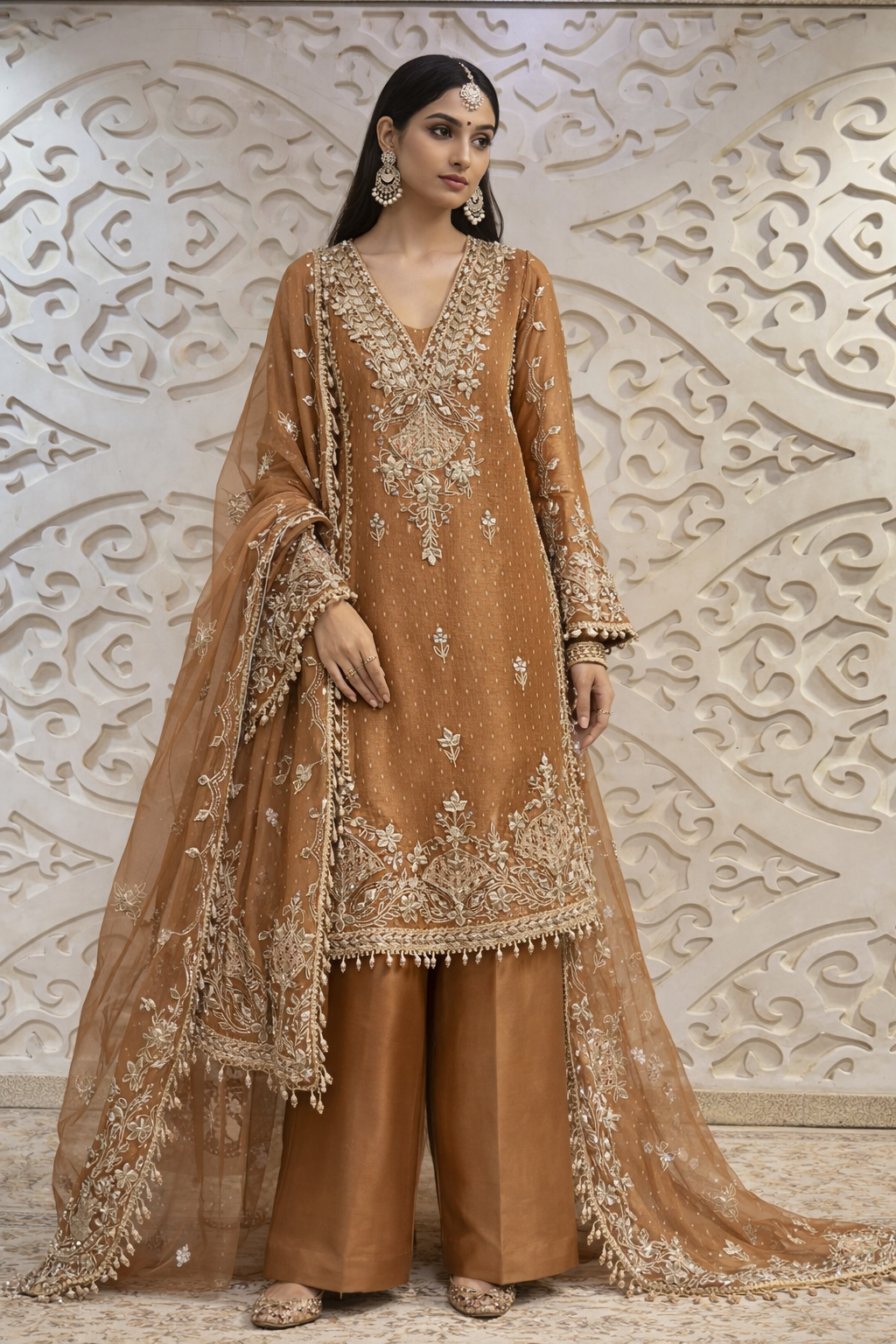 Luxury Unstitch suit set in Rich Rust Hue